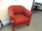 Red upholstered chair.