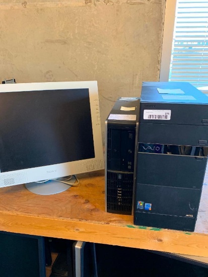 Sony VAIO, HP, and Sony Monitor