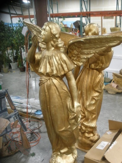 Gold Painted Angel Statues pair