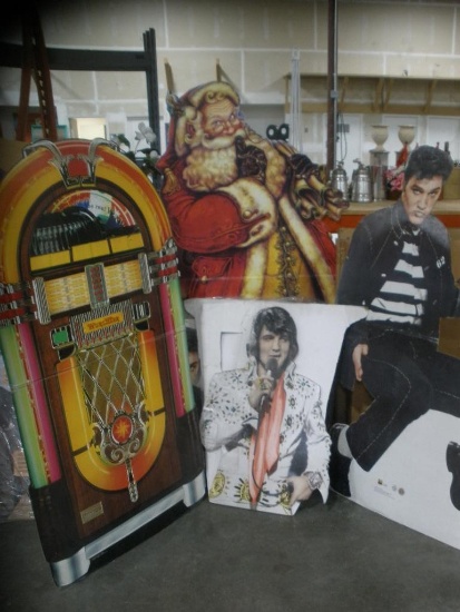 Elvis,Santa, Juke Box Cardboard Character Standees lot of 6