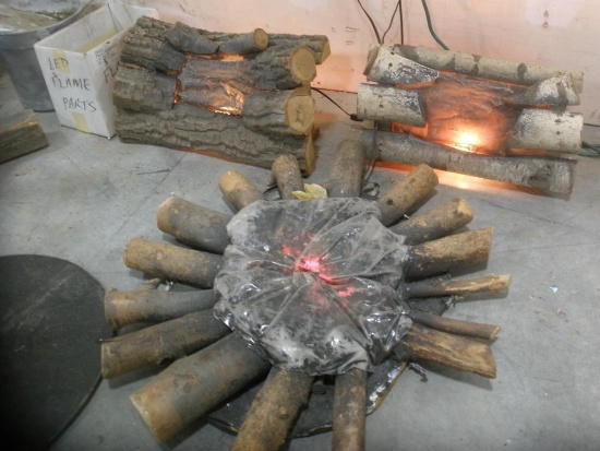 Old School Fake Fireplace Log Sets (2) & Campfire Ring