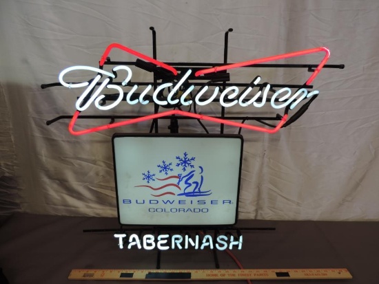 Budweiser Colorado skier Tabernash neon sign.