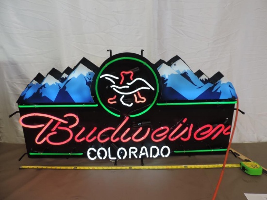 Large Budweiser Colorado neon sign.