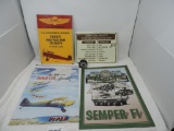 Airplane porcelain & metal signs.