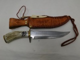 Custom stag handle sheath knife