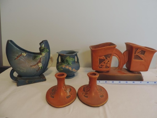 Roseville pottery assortment.
