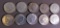 Ten Kennedy 1964 half dollar coins