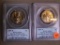Two 2007 PCGS graded George Washington dollar coins.