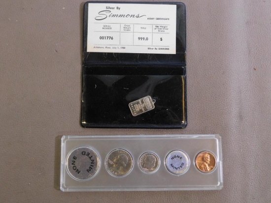 1968 proof set and silver ingot