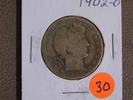 1902-O Barber half dollar coin