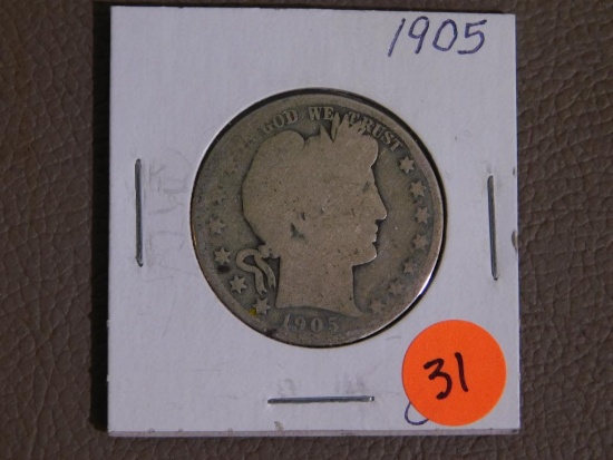 1905 Barber half dollar coin