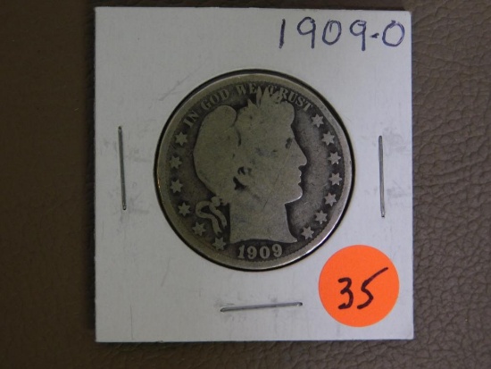 1909-O Barber half dollar coin