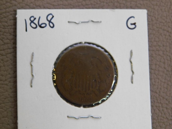 1868 Large 2 cent coin