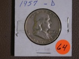 1957-D Franklin half dollar coin