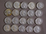 Twenty Pre 1965 Washington quarters