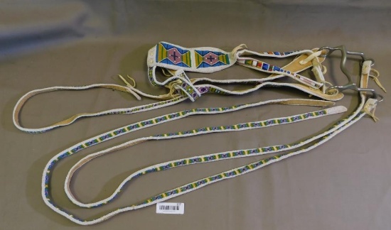 Hand beaded headstall with bit