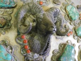 Large Turquoise decorative belt buckle