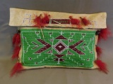 Hand beaded parfleche bag