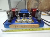 Cool blue anadized Dynaco amplifier.