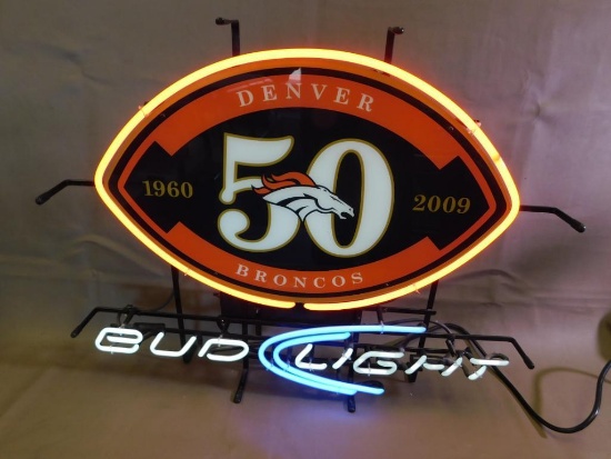 Bud Light Denver Broncos 50 year anniversary neon light NO SHIPPING