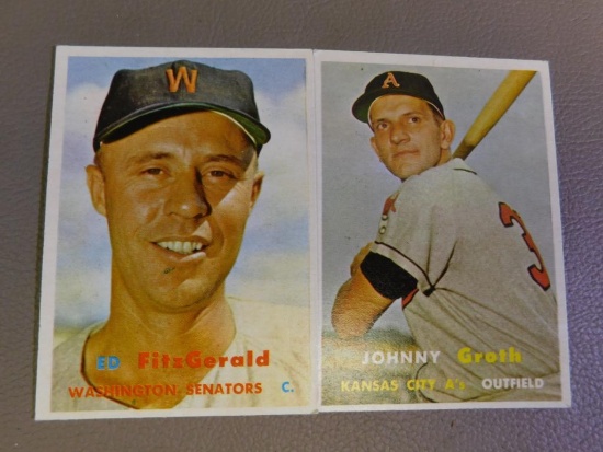 1959 Topps # 367 Edward Fitzgerald and # 360 John Groth baseball cards