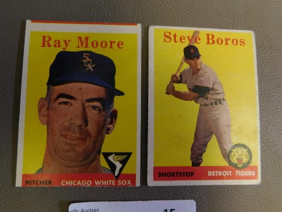 1959 Topps #81 Steve Boros and # 249 Ray Moore baseball cards