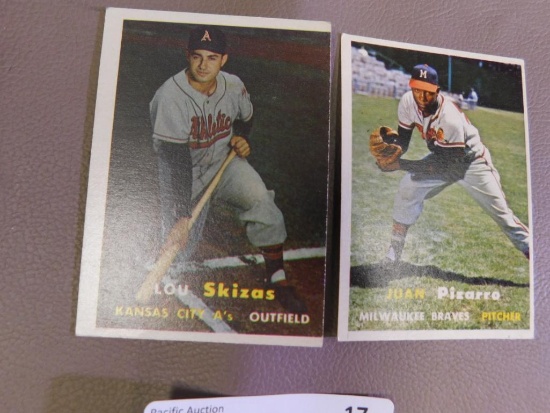 1957 Topps #83 Louis Skizas and # 383 Juan Pizarro baseball cards