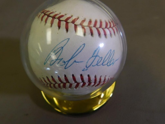 Bob Feller signed Rawlings baseball