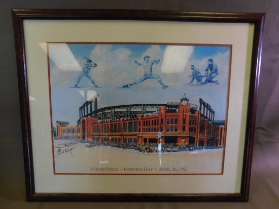 Ed Dyson signed Coors Field opening day print