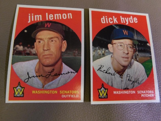 1959 Topps # 215 Jim Lemon and # 498 Dick Hyde baseball cards