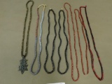 Seven Rick Rice Art glass trade bead necklaces