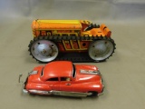 Antique Metal Marx tractor and Japanese friction car