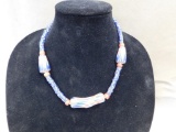 Cobalt blue Rick Rice glass bead necklace