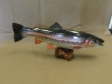 Hand painted wooden trout display