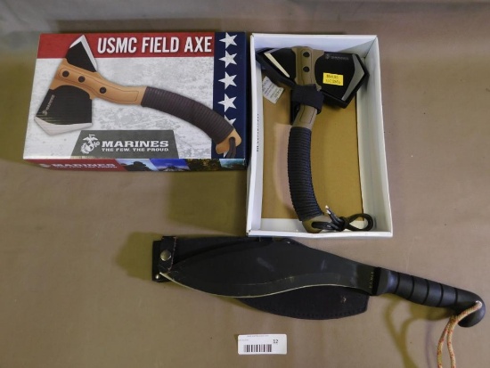 Marine Corps field axe and KA-Bar Gurkha knife