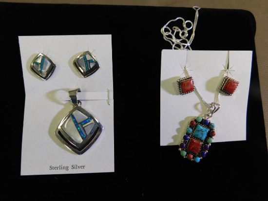 Native artist marked earring and pendant sets