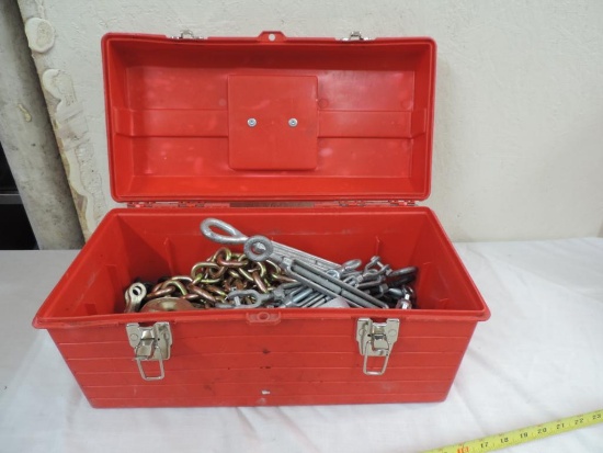 Tool box loaded with chains.