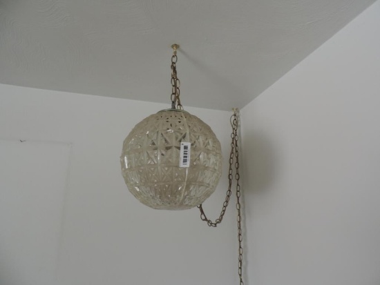 Mid-century plastic hanging light fixture.