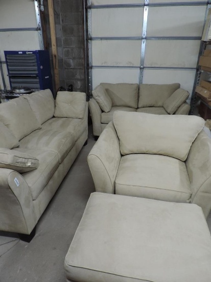 Bauhaus tan suede couch set.