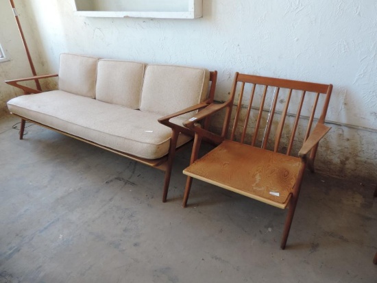 Vintage Selig Denmark couch and matching chair.