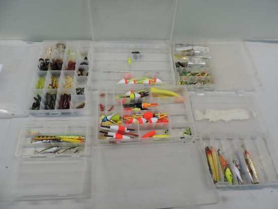 Ice jigs, bobbers, thundersticks and plastic grubs.