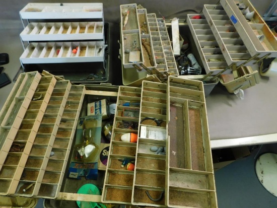 Three tackle boxes with tackle