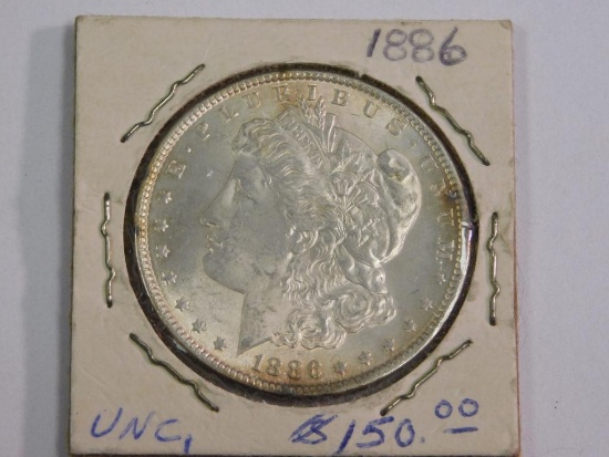 1886 P Morgan dollar coin