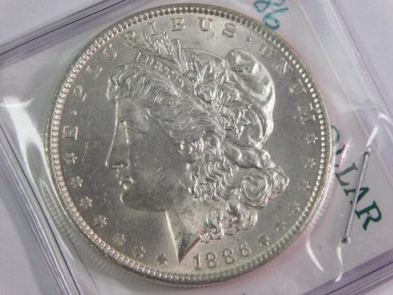 1886 P Morgan dollar coin