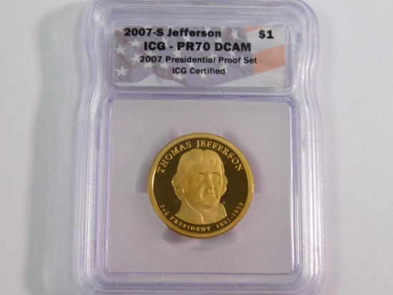 2007-S Jefferson proof dollar coin