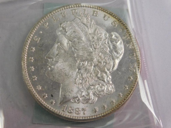 1887 P Morgan dollar coin