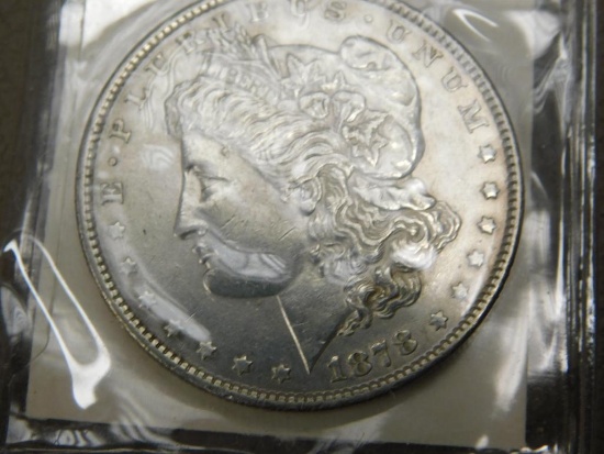1878 P 7 tail feather Morgan dollar coin