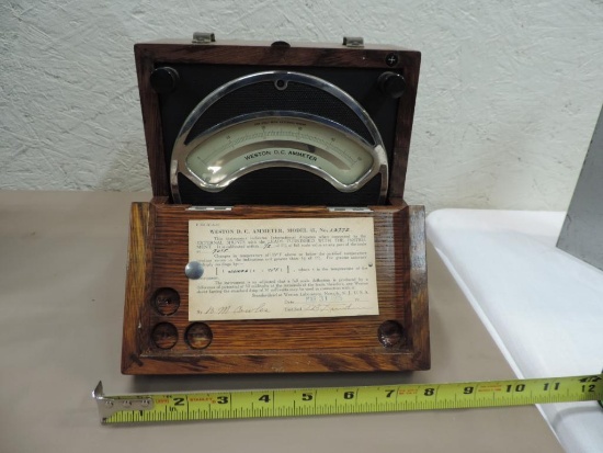 Weston Model 45 D.C. Ammeter with wood case.