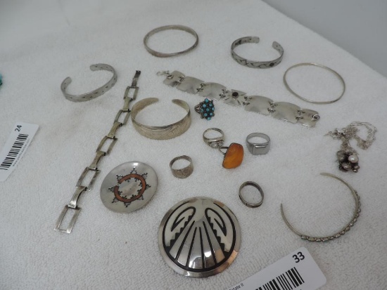 Silver jewelry assortment.