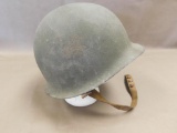 Early WWII Fixed bale front seam US M1 steel pot helmet